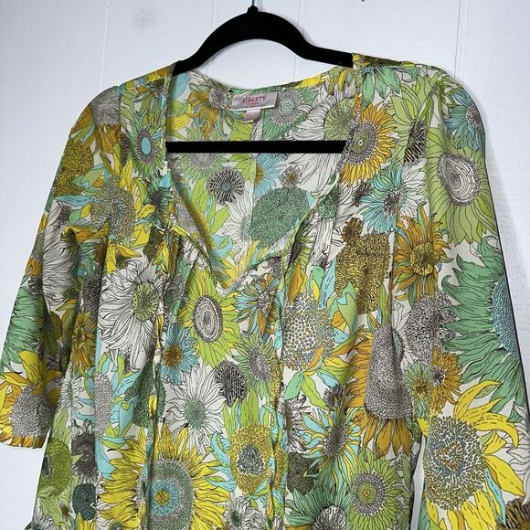 Liberty Of London Target Women’s Floral Boho Blouse Top Green Yellow Size S - Picture 3 of 5